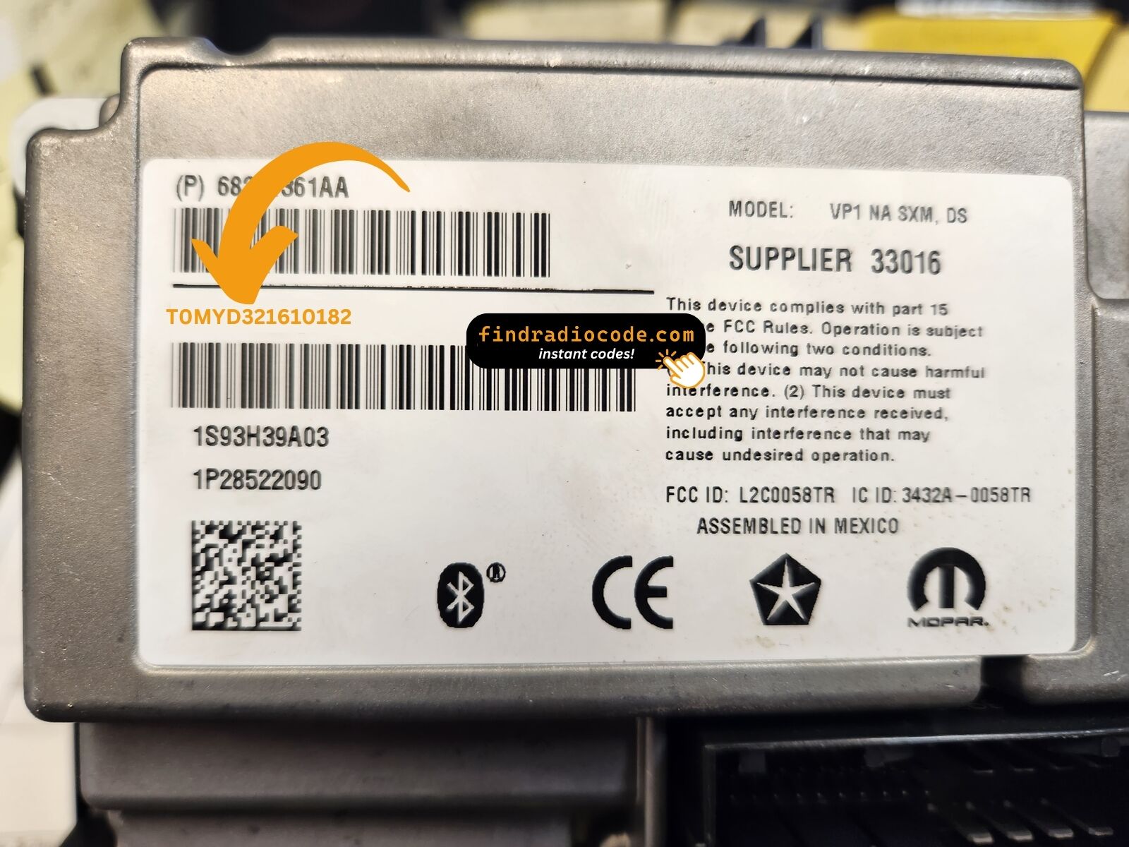 Chrysler Uconnect 3 VP1 RJ1 UA1 RA1
 unlock code anti theft online using serial number